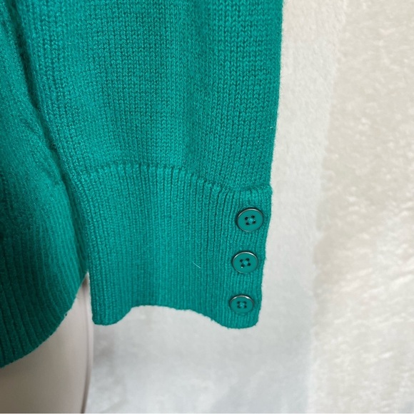 Talbots green cable knit sweater women’s medium petite lambswool blend - Picture 5 of 7